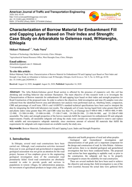 Characterization of Borrow Material for Embankment Fill and Capping