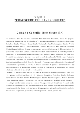 “Conoscere Per Ri - Produrre”