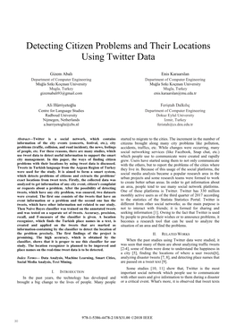 Detecting Citizen Problems and Their Locations Using Twitter Data