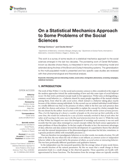 On a Statistical Mechanics Approach to Some Problems of the Social Sciences