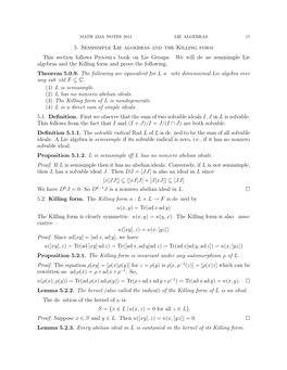 Semisimple Algebras and Killing Form