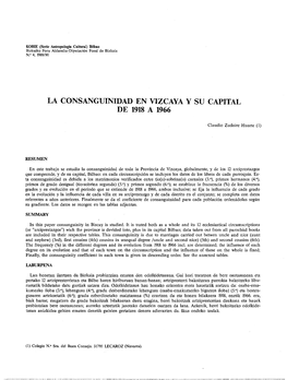 La Consanguinidad En Vizcaya Y Su Capital De 1918 a 1966