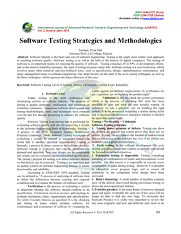 Software Testing Strategies and Methodologies