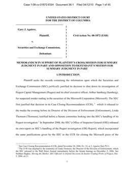 Gary J. Aguirre, ) ) Plaintiff, ) Civil Action No