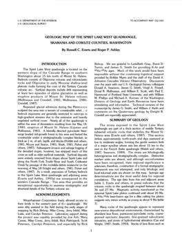 Geologic Map of the Spirit Lake West Quadrangle, Skamania and Cowlitz Counties, Washington