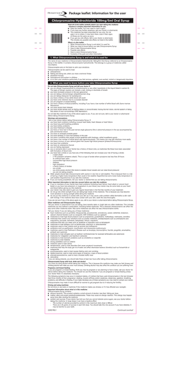 Chlorpromazine Hydrochloride 100Mg/5Ml Oral Syrup Package Leaflet