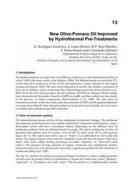 New Olive-Pomace Oil Improved by Hydrothermal Pre-Treatments