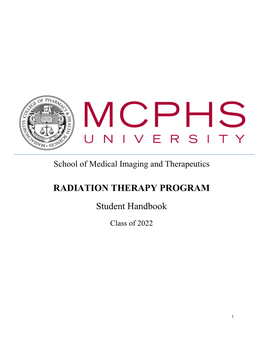 Radiation Therapy Program Student Handbook