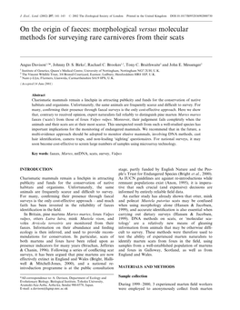 On the Origin of Faeces: Morphological Versus Molecular Methods for Surveying Rare Carnivores from Their Scats