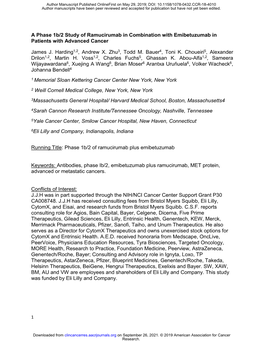 A Phase 1B/2 Study of Ramucirumab in Combination with Emibetuzumab in Patients with Advanced Cancer