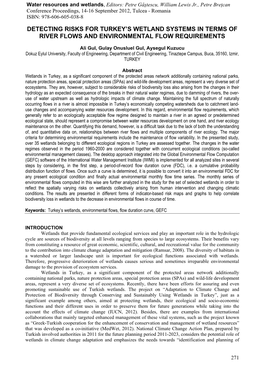 Detecting Risks for Turkey's Wetland Systems in Terms of River Flows And