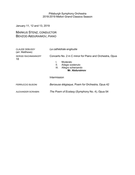 Pittsburgh Symphony Orchestra 2018-2019 Mellon Grand Classics Season