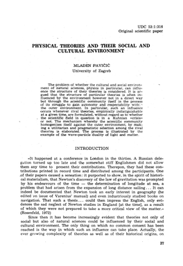 Physical Theories and Their Social and Cultural Environment