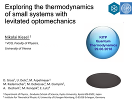 Exploring the Thermodynamics of Small Systems with Levitated Optomechanics