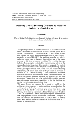 Reducing Context Switching Overhead by Processor Architecture Modification