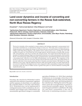 Land Cover Dynamics and Income of Converting and Non-Converting Farmers in the Rawas Sub-Watershed, North Musi Rawas Regency