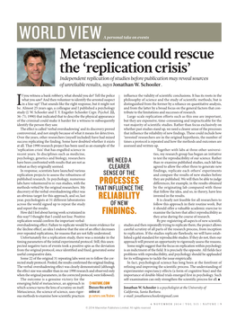 Metascience Could Rescue the 'Replication Crisis'