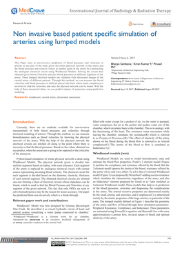 Non Invasive Based Patient Specific Simulation of Arteries Using Lumped Models