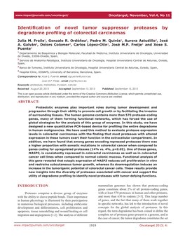 Identification of Novel Tumor Suppressor Proteases by Degradome Profiling of Colorectal Carcinomas