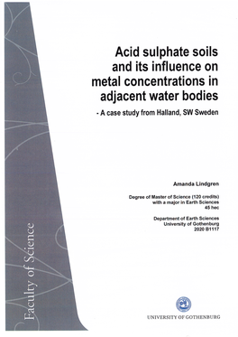 Acid Sulphate Soils and Its Influence on Metal Concentrations In