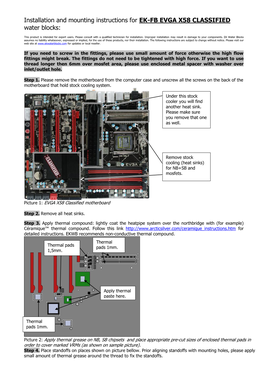 Installation and Mounting Instructions for EK-FB EVGA X58 CLASSIFIED Water Blocks