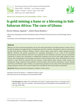 Is Gold Mining a Bane Or a Blessing in Sub-Saharan Africa: the Case of Ghana