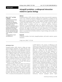 Intraguild Predation: a Widespread Interaction Related to Species Biology