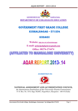 Government First Grade College Kushalnagar – 571234