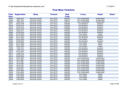 First West Yorkshire Fleet List