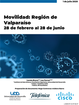 Movilidad: Región De Valparaíso 28 De Febrero Al 28 De Junio