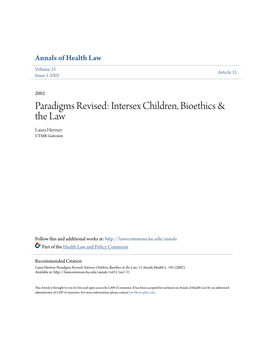 Intersex Children, Bioethics & The