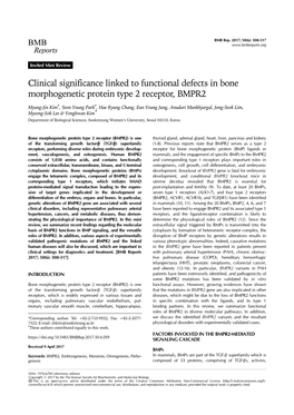 Clinical Significance Linked to Functional Defects in Bone Morphogenetic Protein Type 2 Receptor, BMPR2