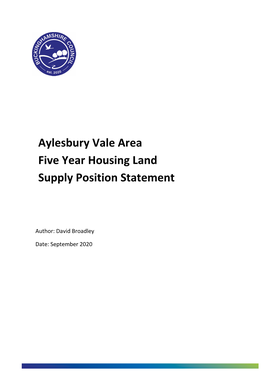 Aylesbury Vale Area Five Year Housing Land Supply Position Statement, September 2020 Page 2