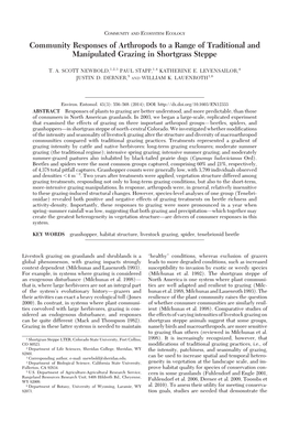 Community Responses of Arthropods to a Range of Traditional and Manipulated Grazing in Shortgrass Steppe