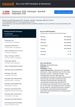 Bus Linie N98 Fahrpläne & Karten