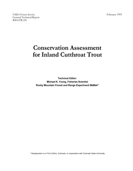 Conservation Assessment for Inland Cutthroat Trout