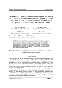 Developing a Theoretical Framework to Inform the Design of a Teacher