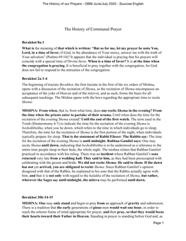 The History of Communal Prayer