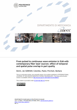 From Pulsed to Continuous Wave Emission in SLM with Contemporary Fiber Laser Sources: Effect of Temporal and Spatial Pulse Overlap in Part Quality