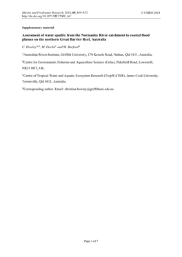 Assessment of Water Quality from the Normanby River Catchment to Coastal Flood Plumes on the Northern Great Barrier Reef, Australia