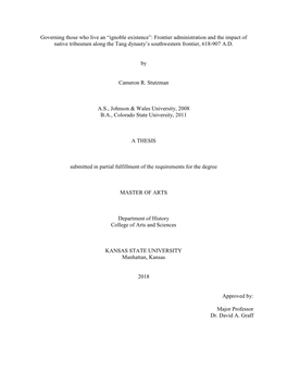 Governing Those Who Live an “Ignoble Existence”: Frontier Administration and the Impact of Native Tribesmen Along the Tang D