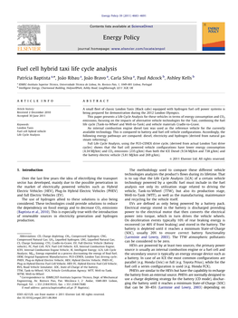 Fuel Cell Hybrid Taxi Life Cycle Analysis