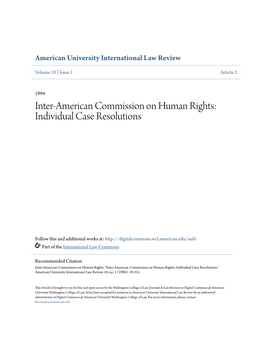 Inter-American Commission on Human Rights: Individual Case Resolutions