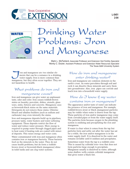 Drinking Water Problems: Iron and Manganese