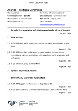 (Public Pack)Agenda Document for Petitions Committee, 25/02/2020 09