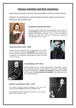 Famous Scientists and Their Inventions