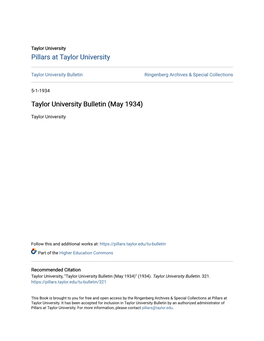 Taylor University Bulletin (May 1934)