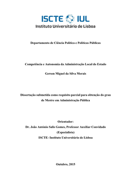 Departamento De Ciência Política E Políticas Públicas Competência E