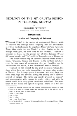 Geology of the Mt. Gausta Region in Telemark, Norway By