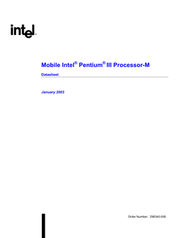 Mobile Intel Pentium III Processor-M Features